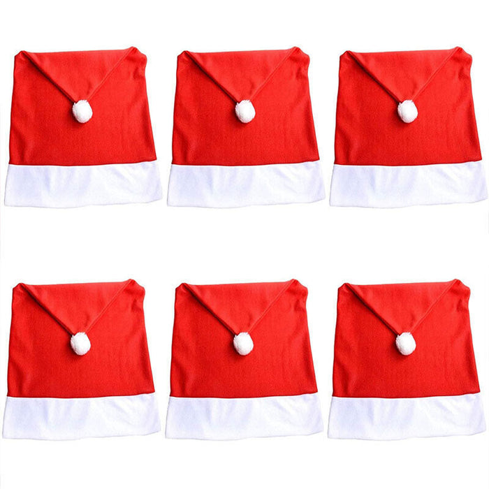 6 Pcs Christmas Chair Back Covers Santa Hat 60x50cm