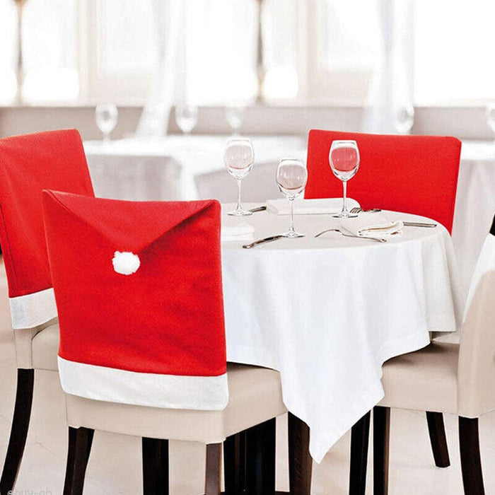 6 Pcs Christmas Chair Back Covers Santa Hat 60x50cm