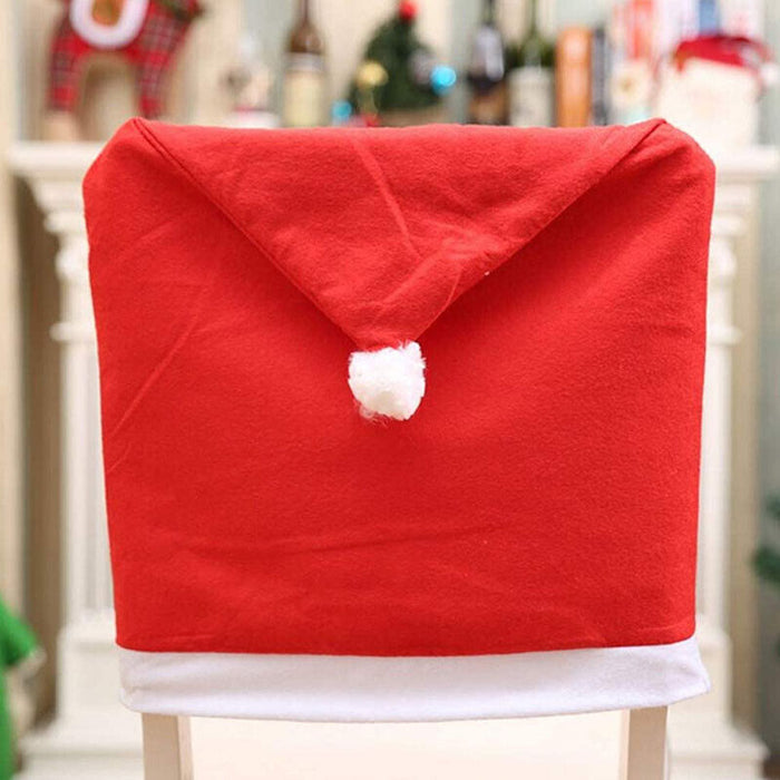 6 Pcs Christmas Chair Back Covers Santa Hat 60x50cm