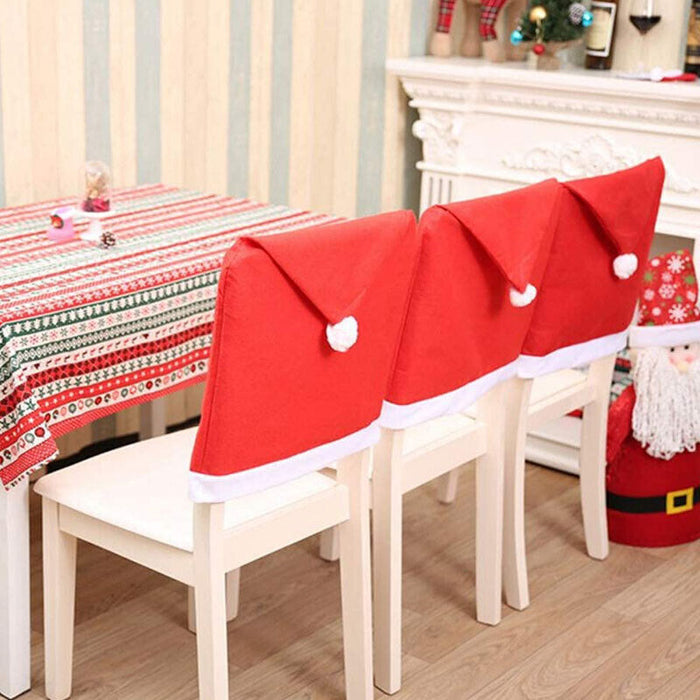 6 Pcs Christmas Chair Back Covers Santa Hat 60x50cm