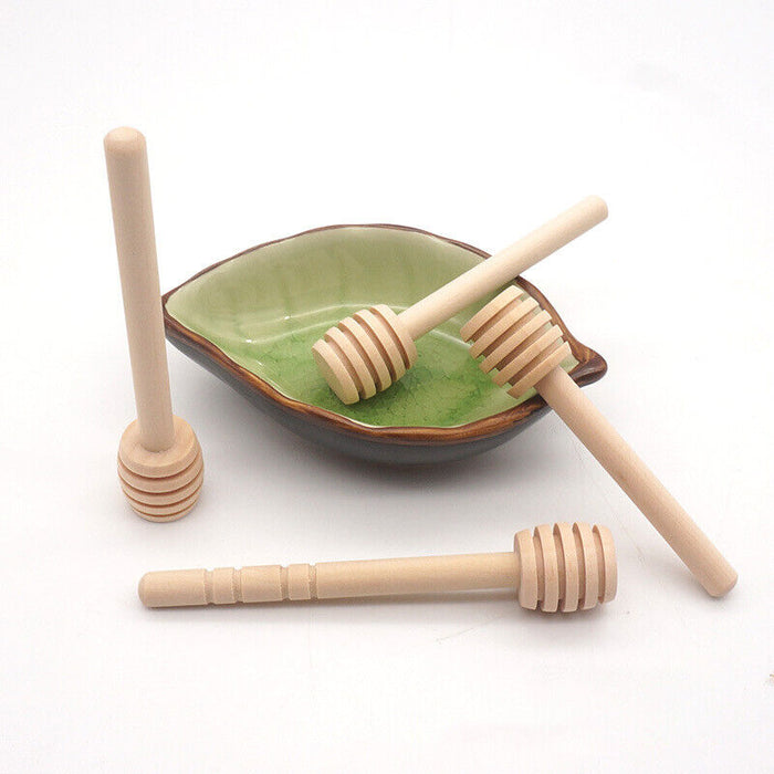 30Pcs Wooden Honey Dippers Deep Grooves Food-Safe