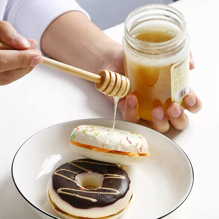 30Pcs Wooden Honey Dippers Deep Grooves Food-Safe