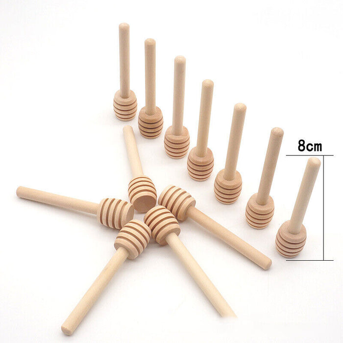 30Pcs Wooden Honey Dippers Deep Grooves Food-Safe