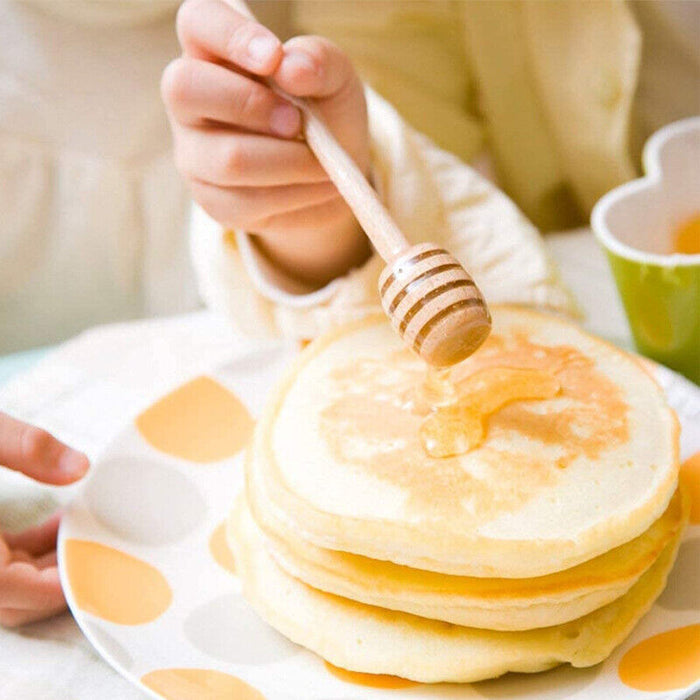 30Pcs Wooden Honey Dippers Deep Grooves Food-Safe