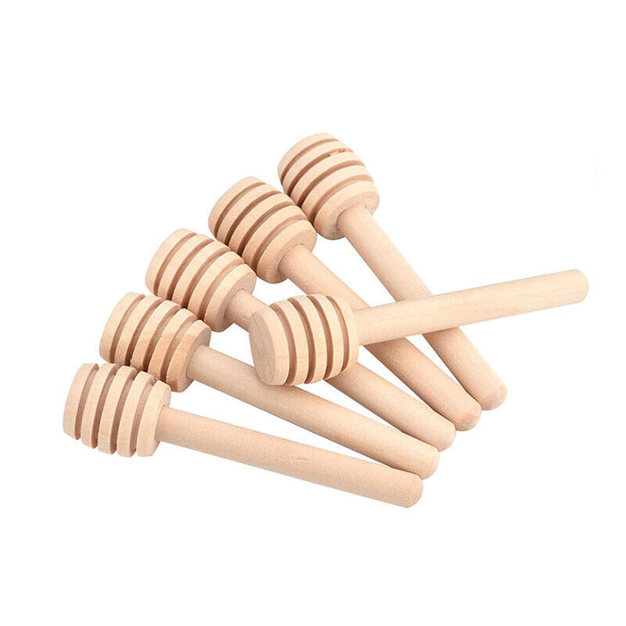 30Pcs Wooden Honey Dippers Deep Grooves Food-Safe