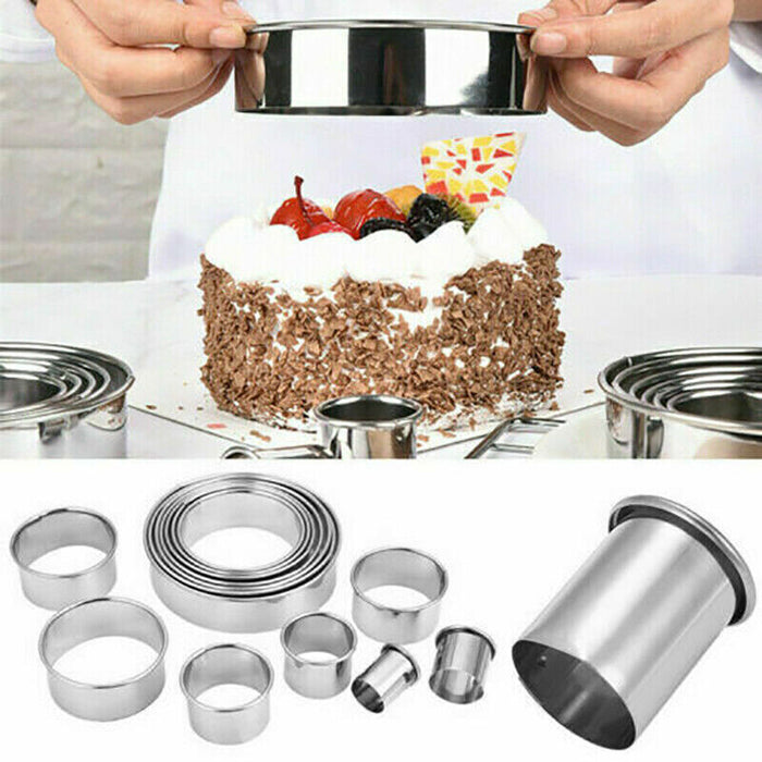 12 Pcs Round Cookie Cutters Stainless Steel Silver Set