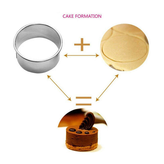 12 Pcs Round Cookie Cutters Stainless Steel Silver Set