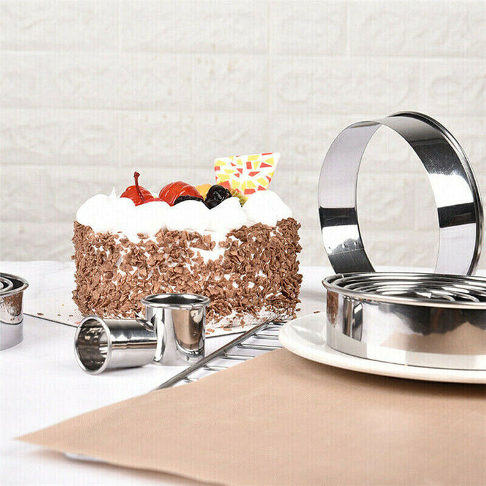 12 Pcs Round Cookie Cutters Stainless Steel Silver Set