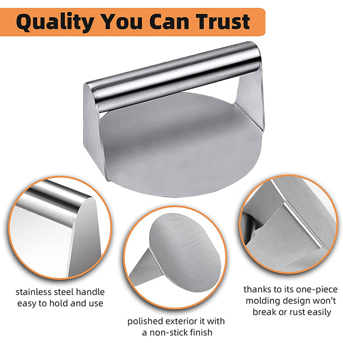 Stainless Steel Burger Press, Nonstick Grill Press for Patties, 14cm