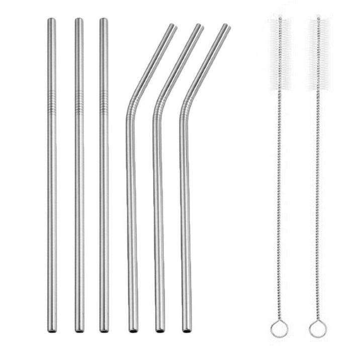10Pcs Stainless Steel Drinking Straws with Cleaning Brushes