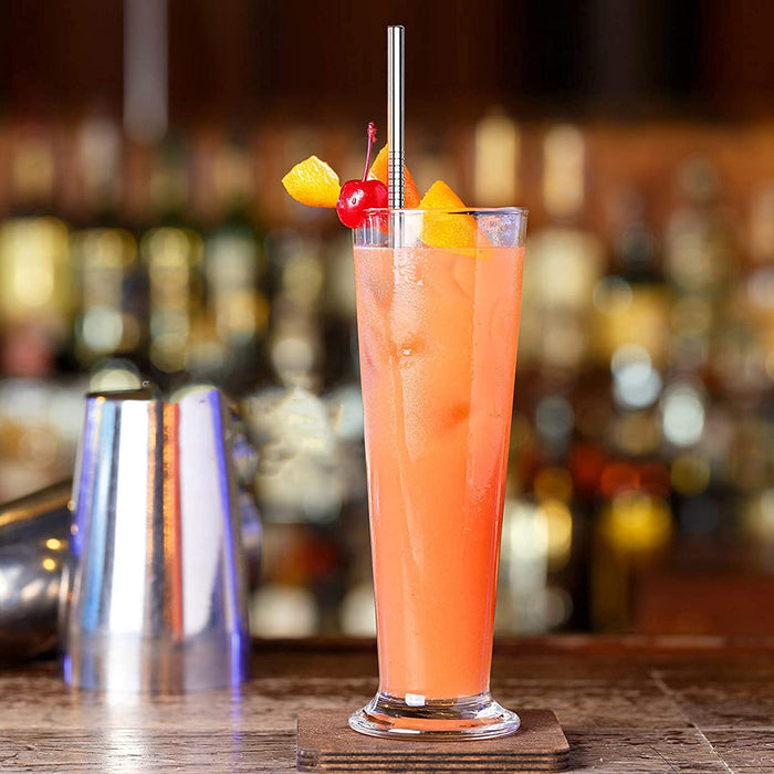 10Pcs Stainless Steel Drinking Straws with Cleaning Brushes