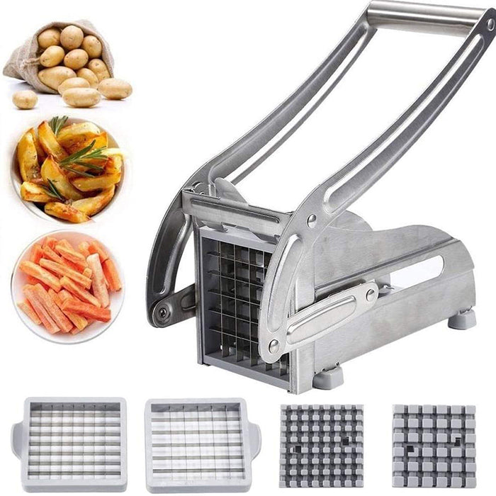 Manual Stainless Steel Potato Cutter with Interchangeable Blades