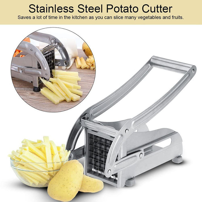 Manual Stainless Steel Potato Cutter with Interchangeable Blades