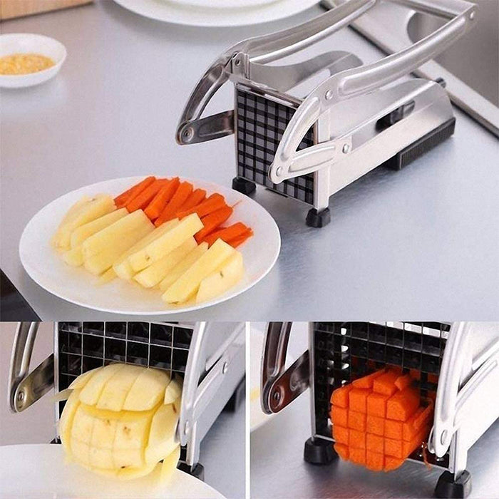 Manual Stainless Steel Potato Cutter with Interchangeable Blades