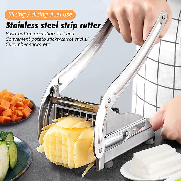 Manual Stainless Steel Potato Cutter with Interchangeable Blades