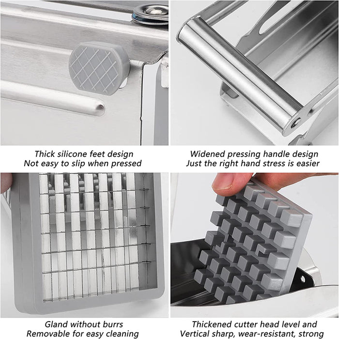 Manual Stainless Steel Potato Cutter with Interchangeable Blades