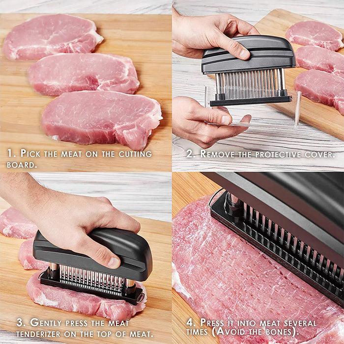 48 Blade Meat Tenderizer Tool with Safety Cover Black