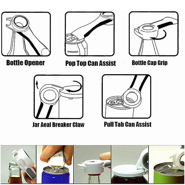 5-in-1 Manual Jar And Bottle Opener with Non-Slip Handle