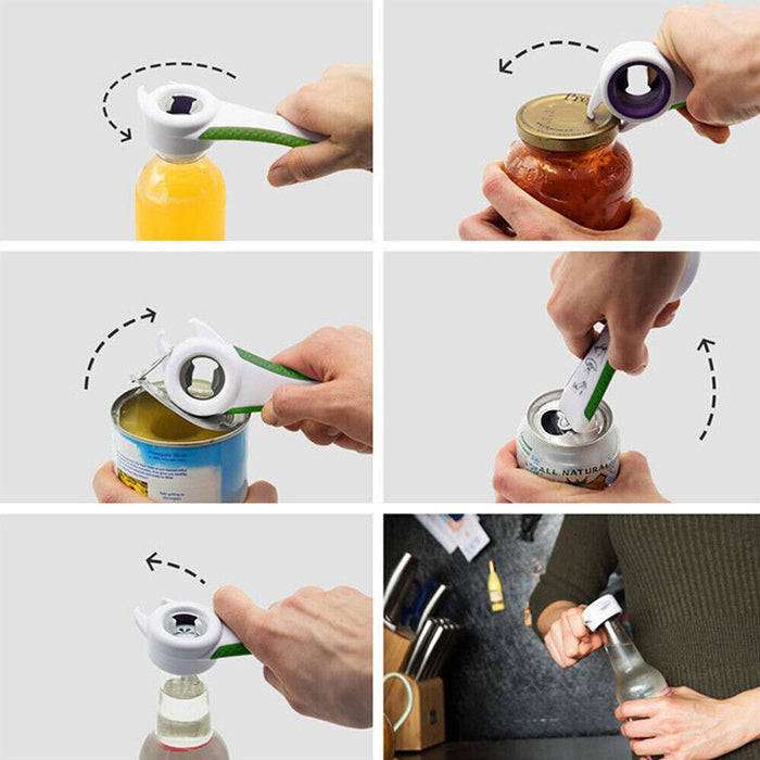 5-in-1 Manual Jar And Bottle Opener with Non-Slip Handle