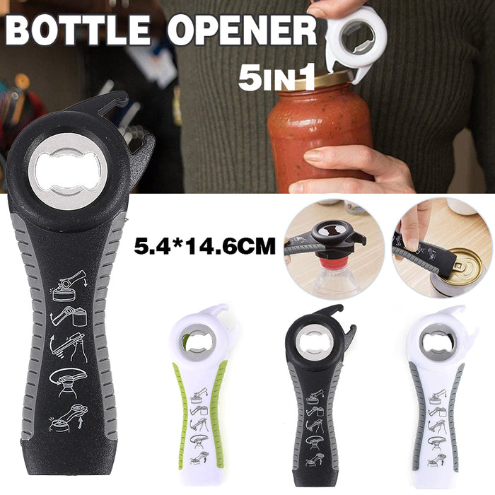 5-in-1 Manual Jar And Bottle Opener with Non-Slip Handle