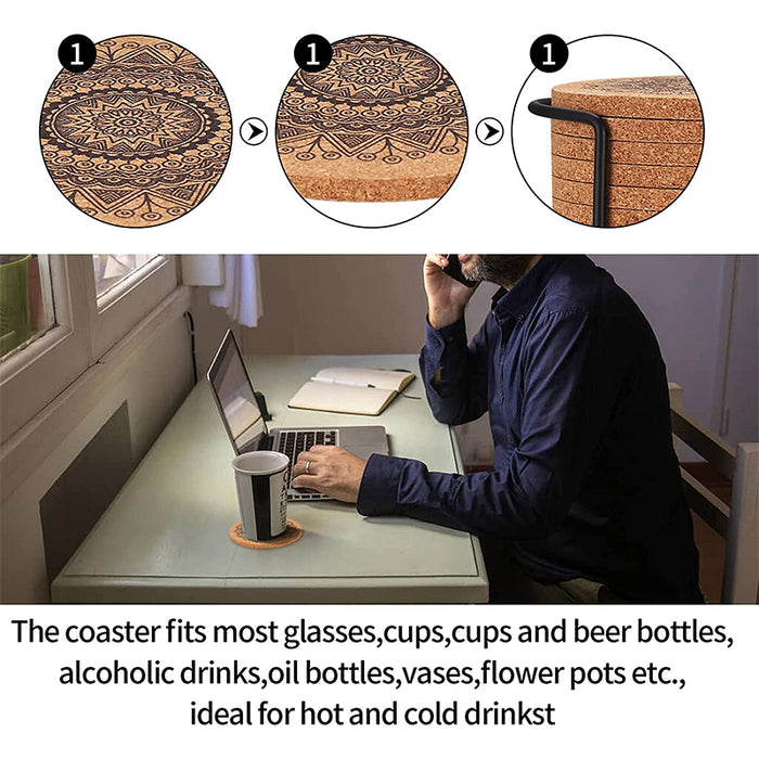 12 Pcs Wooden Nordic Coasters Non-Slip Waterproof Heat Resistant Drink Mats