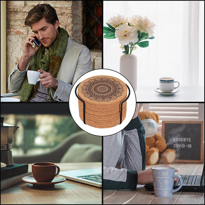 12 Pcs Wooden Nordic Coasters Non-Slip Waterproof Heat Resistant Drink Mats