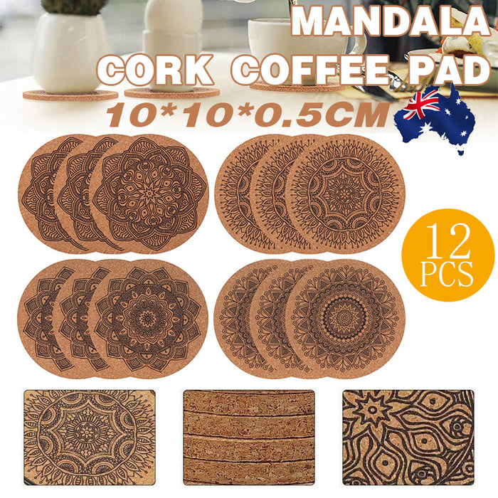 12 Pcs Wooden Nordic Coasters Non-Slip Waterproof Heat Resistant Drink Mats