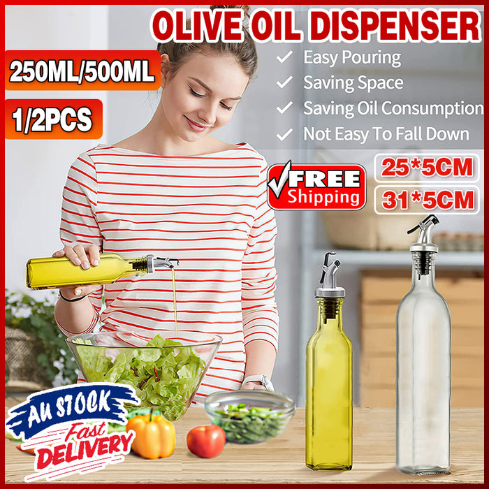 250/500ml Olive Oil Vinegar Pourer Dispenser Glass Bottle Kitchen Tools Cooking