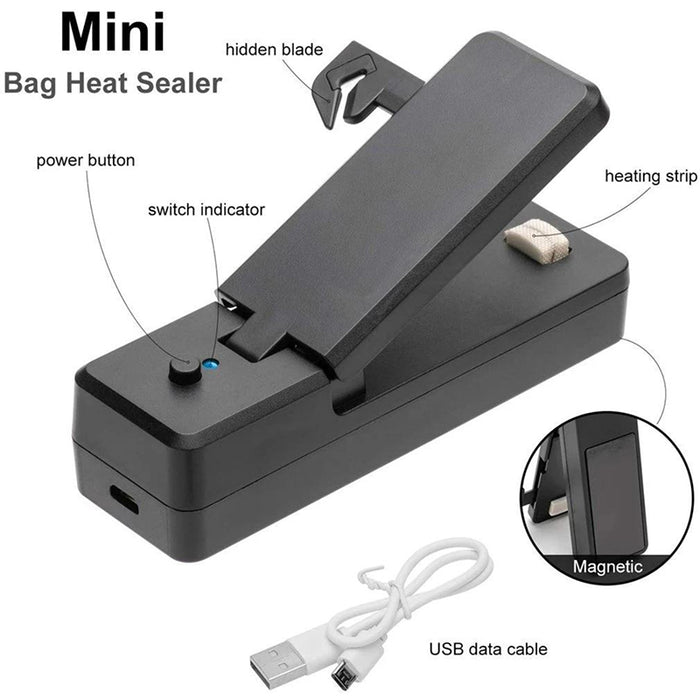 Portable USB Rechargeable Mini Heat Sealing Machine for Bags