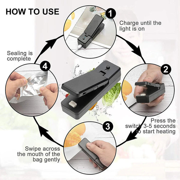 Portable USB Rechargeable Mini Heat Sealing Machine for Bags