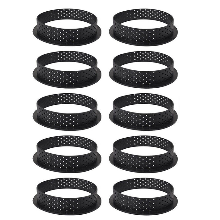 8 Pcs Circle Cake Mould Plastic Non-Stick Black, 95/80 mm