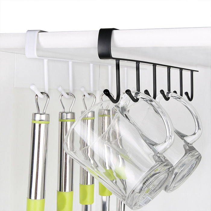 2/4 Pcs Under Shelf Hanging Rack 6 Hooks Premium Iron