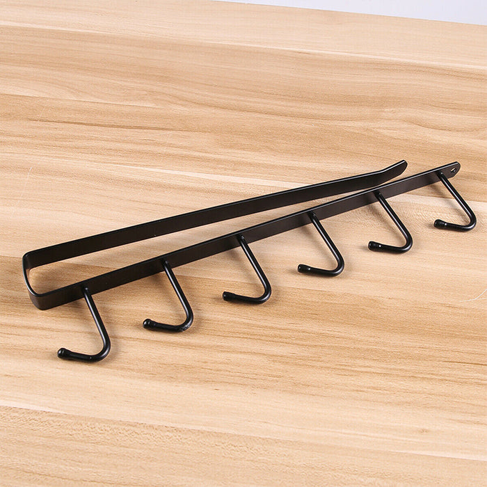 2/4 Pcs Under Shelf Hanging Rack 6 Hooks Premium Iron