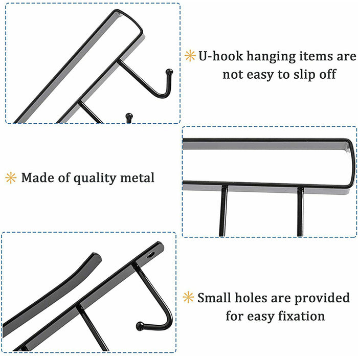 2/4 Pcs Under Shelf Hanging Rack 6 Hooks Premium Iron