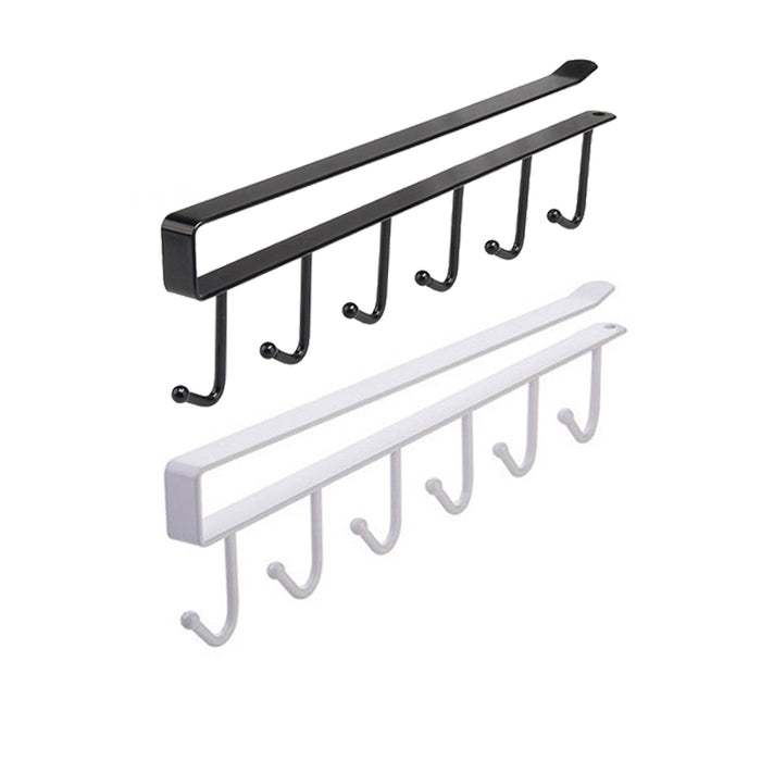 2/4 Pcs Under Shelf Hanging Rack 6 Hooks Premium Iron