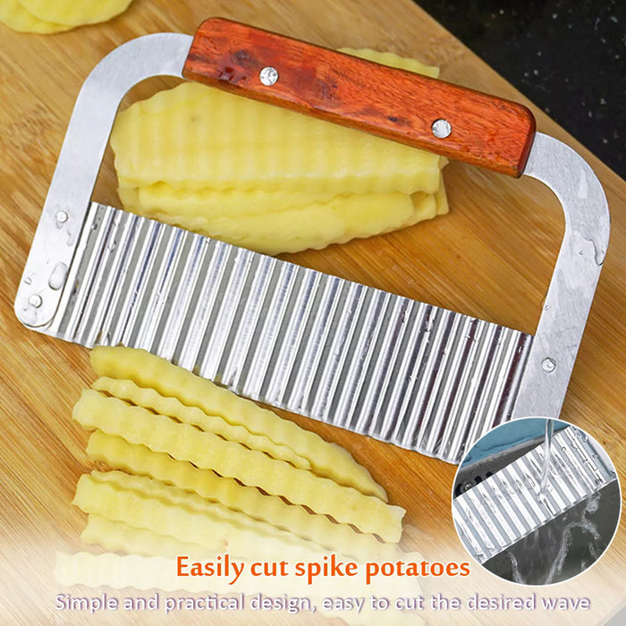 Potato Cutter Stainless Steel Blade Wooden Handle 18×12 cm
