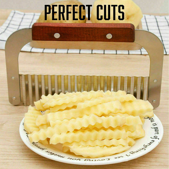 Potato Cutter Stainless Steel Blade Wooden Handle 18×12 cm