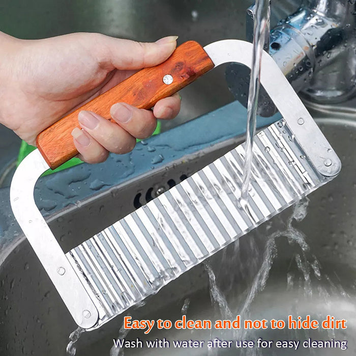 Potato Cutter Stainless Steel Blade Wooden Handle 18×12 cm