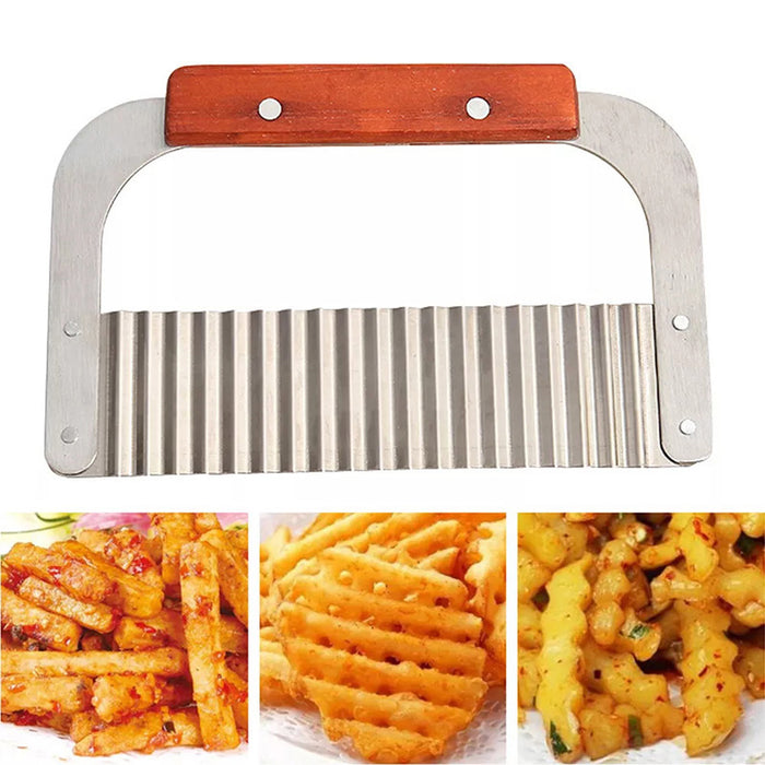Potato Cutter Stainless Steel Blade Wooden Handle 18×12 cm