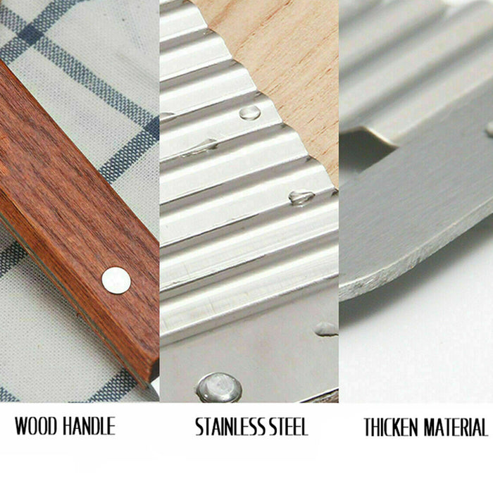 Potato Cutter Stainless Steel Blade Wooden Handle 18×12 cm