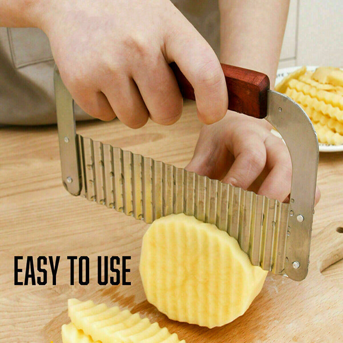 Potato Cutter Stainless Steel Blade Wooden Handle 18×12 cm