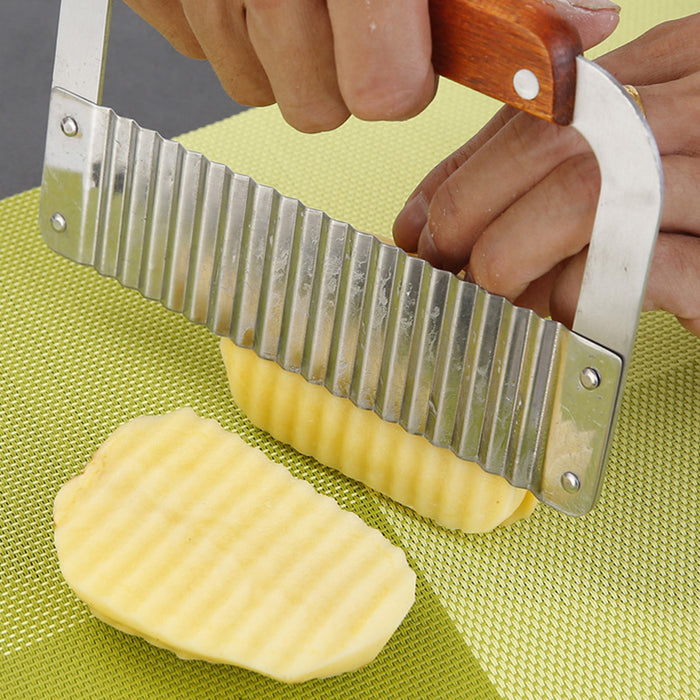 Potato Cutter Stainless Steel Blade Wooden Handle 18×12 cm