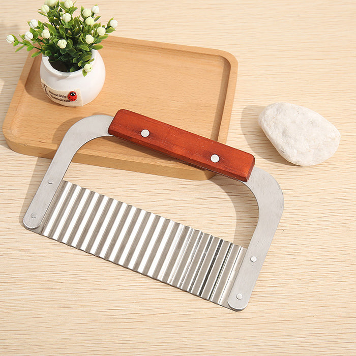 Potato Cutter Stainless Steel Blade Wooden Handle 18×12 cm