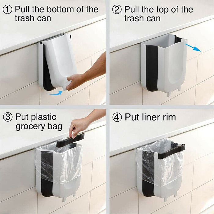 Foldable Hanging Trash Can Space-Saving Kitchen Bin