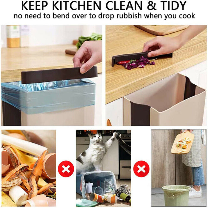 Foldable Hanging Trash Can Space-Saving Kitchen Bin