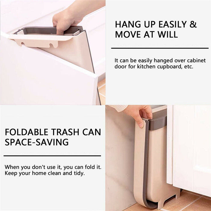 Foldable Hanging Trash Can Space-Saving Kitchen Bin