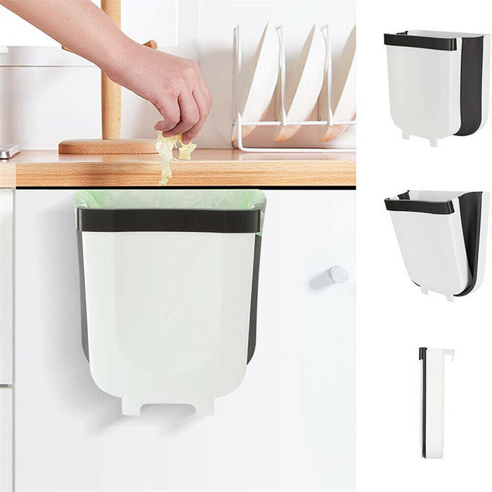 Foldable Hanging Trash Can Space-Saving Kitchen Bin