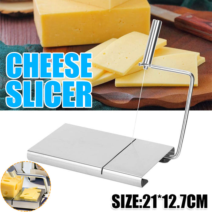 Stainless Steel Cheese Wire Cutter Non-Slip Base Silver