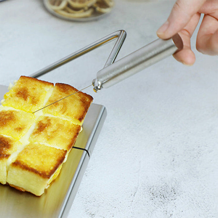 Stainless Steel Cheese Wire Cutter Non-Slip Base Silver