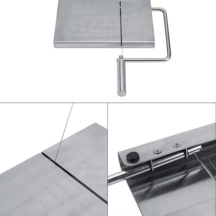 Stainless Steel Cheese Wire Cutter Non-Slip Base Silver